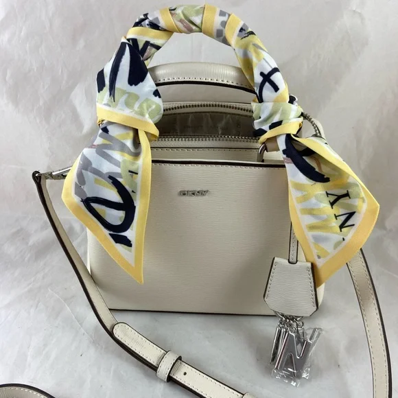 DKNY Paige Small Satchel R21DL465 Crossbody Strap and Double Handle With Scarf - Picture 3 of 13
